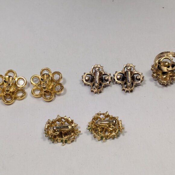 Clip On Earring Lot 3 Sets Monet Sarah Coventry 1 Matching Ring Wedding Party - Picture 5 of 16
